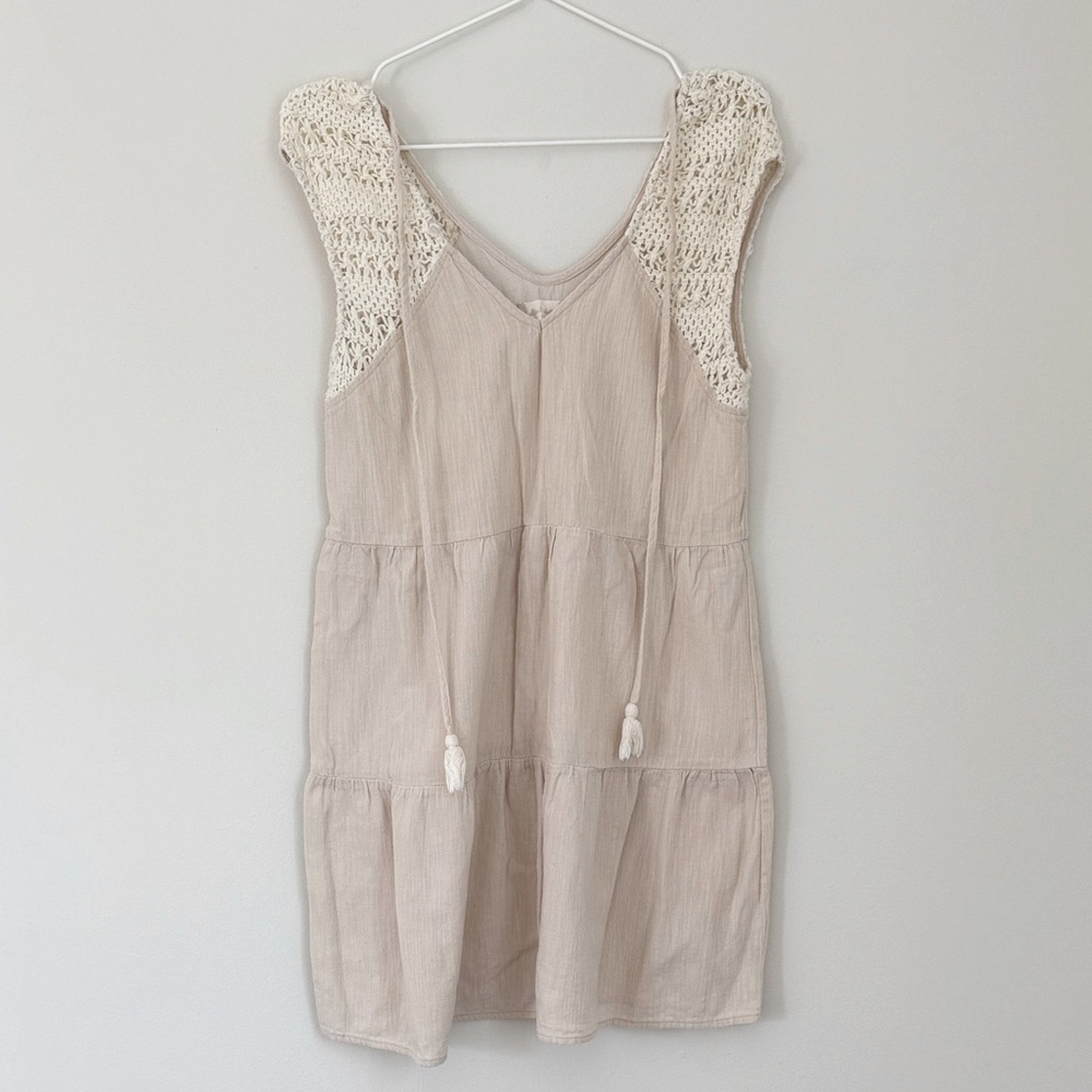 Altar'd State Cream Crochet Detailed boho summer mini dress size S